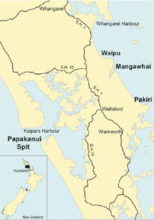 Map showing the location of the four Fairy tern breeding sites. 