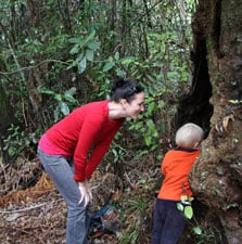 Exploring on the Mangakara Nature walk. Photo: Adrienne Grant.
