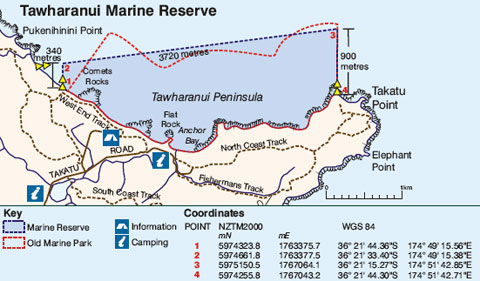 Map of Tāwharanui Marine Reserve.
