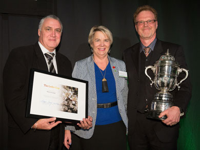 Dr Rick McGovern-Wilson, Hon Nicky Wagner and Prof. Peter de Lange at the Green Ribbon Awards Ceremony at Parliament.  