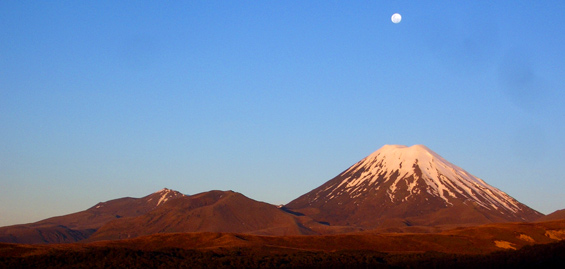 Moonrise over Ngauruhoe.