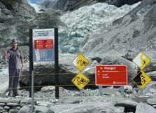 Safety signs Franz Josef Glacier.