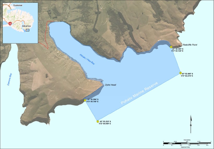 Pohatu Marine Reserve map. 