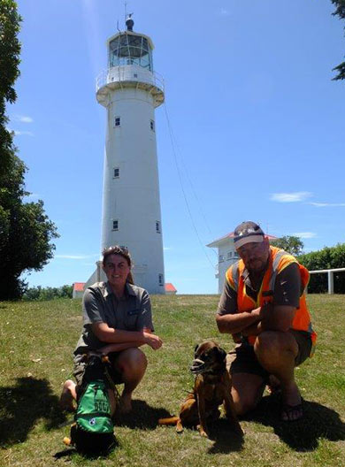 Rangers, conservation dog and lighthouse. 