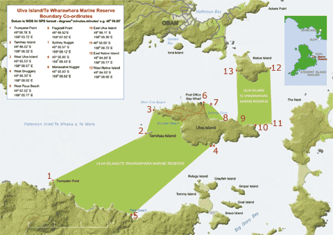 Map of Ulva Island Marine Reserve.