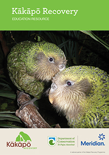 Kākāpō Recovery education resource cover. 