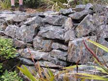 Stone retaining wall, Croesus track.