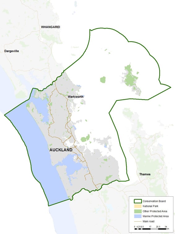 Auckland Conservation Board district map. 
