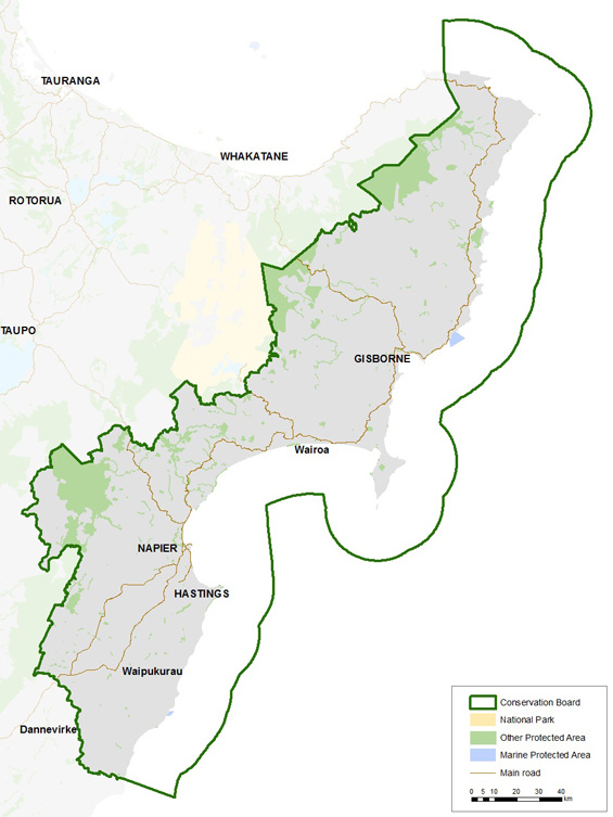 East Coast/Hawke's Bay Conservation Board district map.