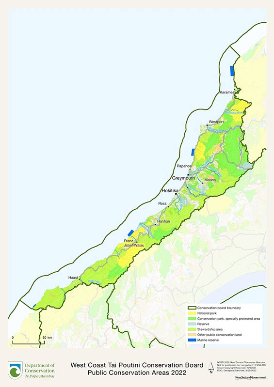 West Coast Tai Poutini Conservation Board district map.