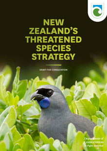 New Zealand's Threatened Species Strategy draft for consultation cover. 
