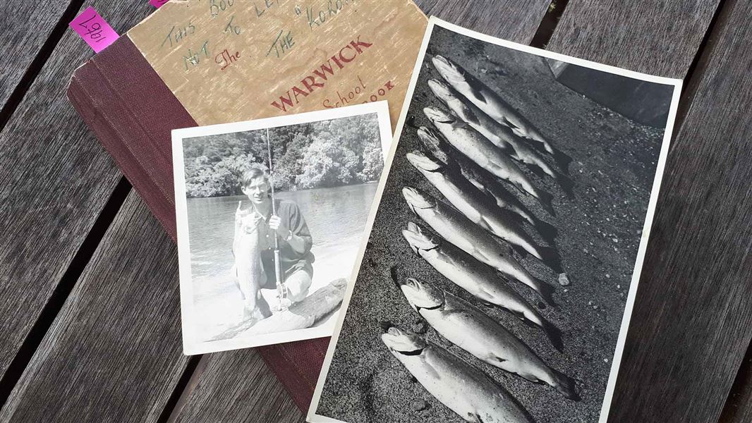 Black and white photos of fishing Lake Taupō. 