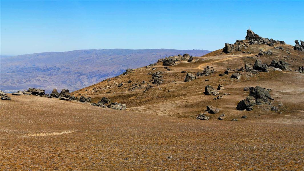 An image of a rocky mountain flat.