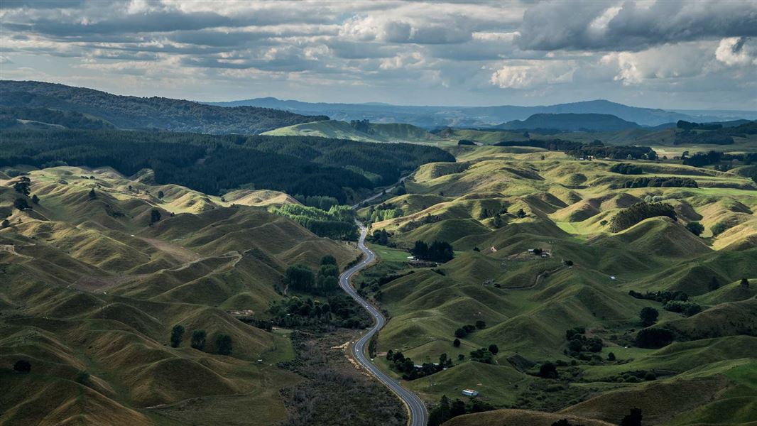 SH5 as seen from the summit of Maunga Kākaramea.. 