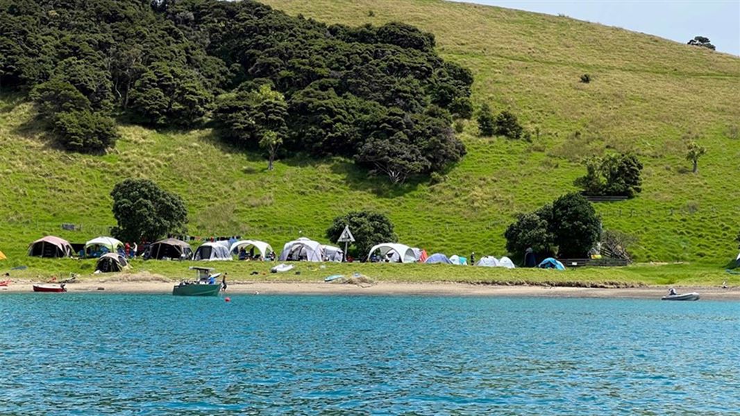 Camping on Urupukapuka Island, Bay of Islands, Northland