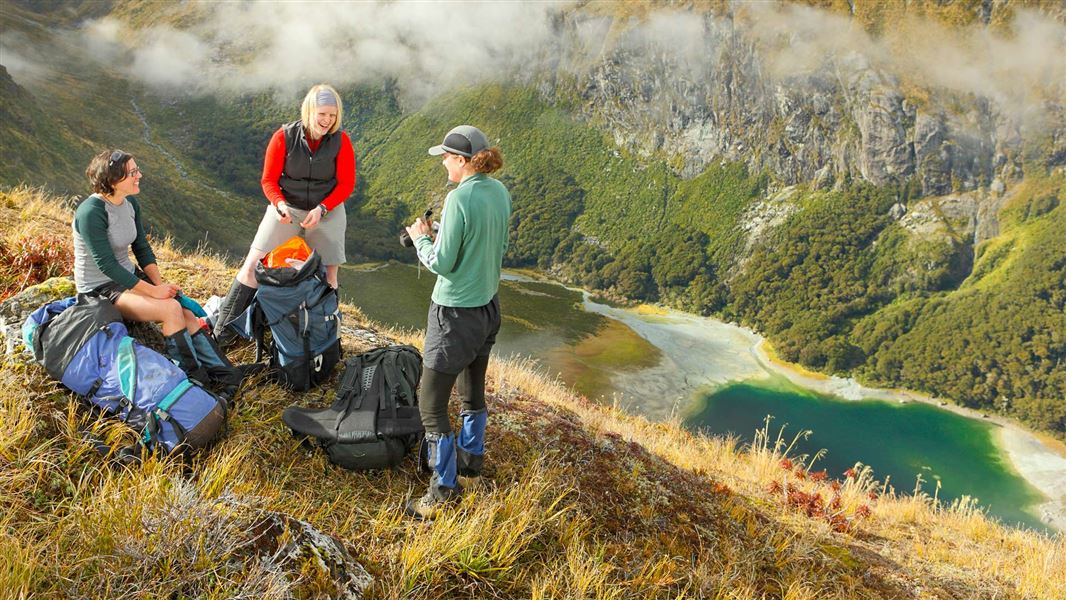 Taking a break on the Routeburn Great Walk