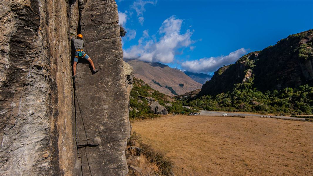 Rock climber at Hospital Flat.