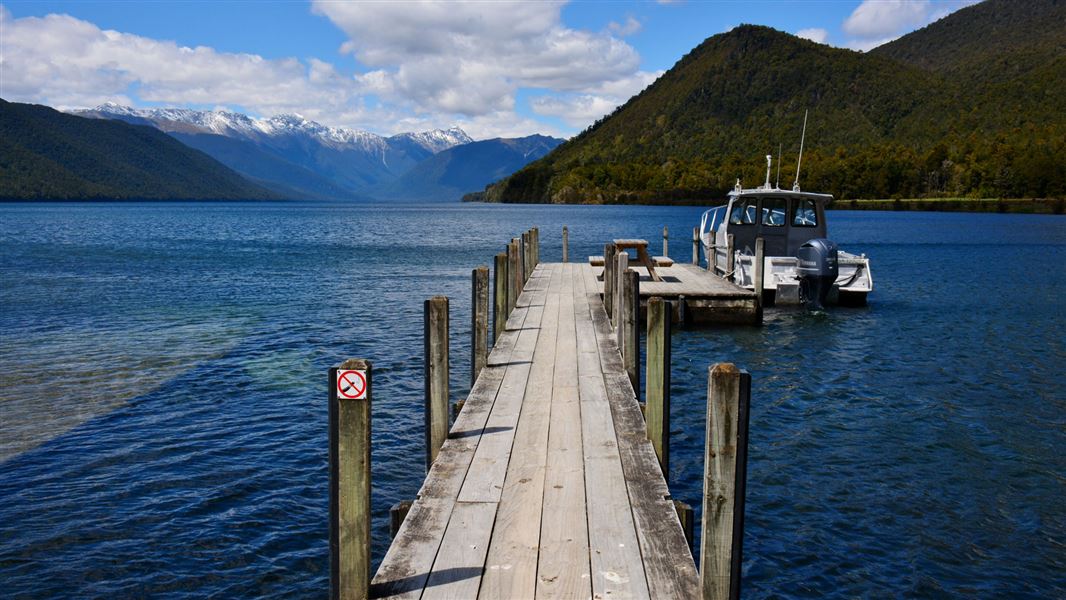 The jetty at Lake Rotorua. 