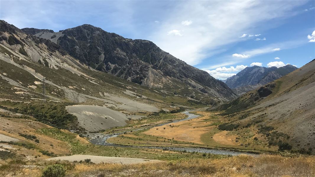 River winding through hills.