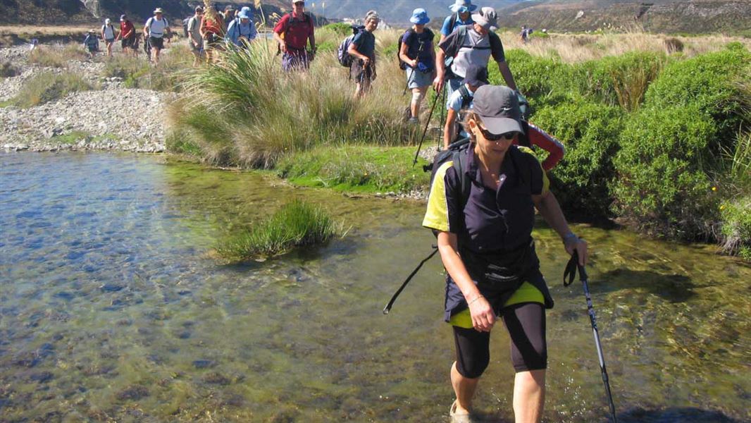 A guided group crosses the Boyd. 