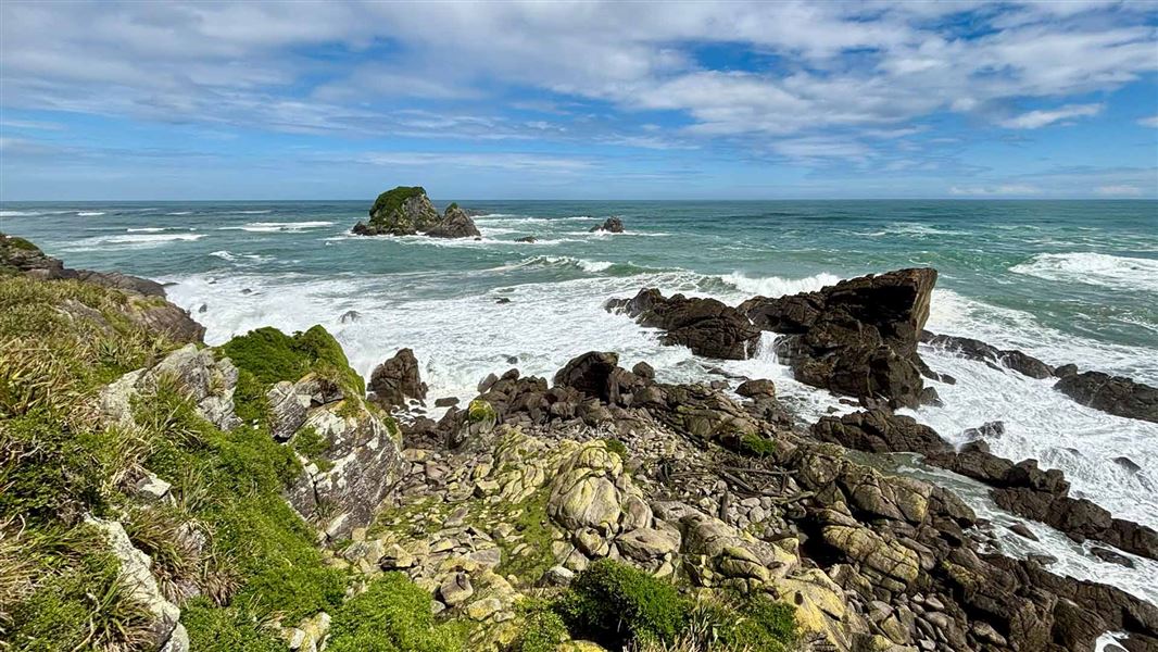 Seal colony viewpoint on the Cape Foulwind Walkway. 