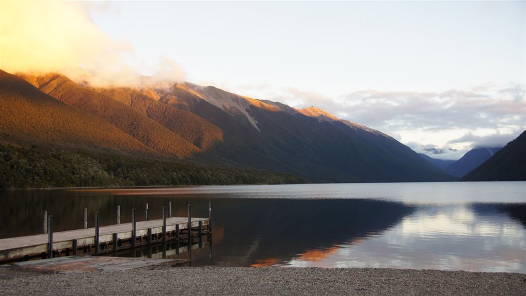 View from Kerr Bay Campsite, Nelson Lakes. 