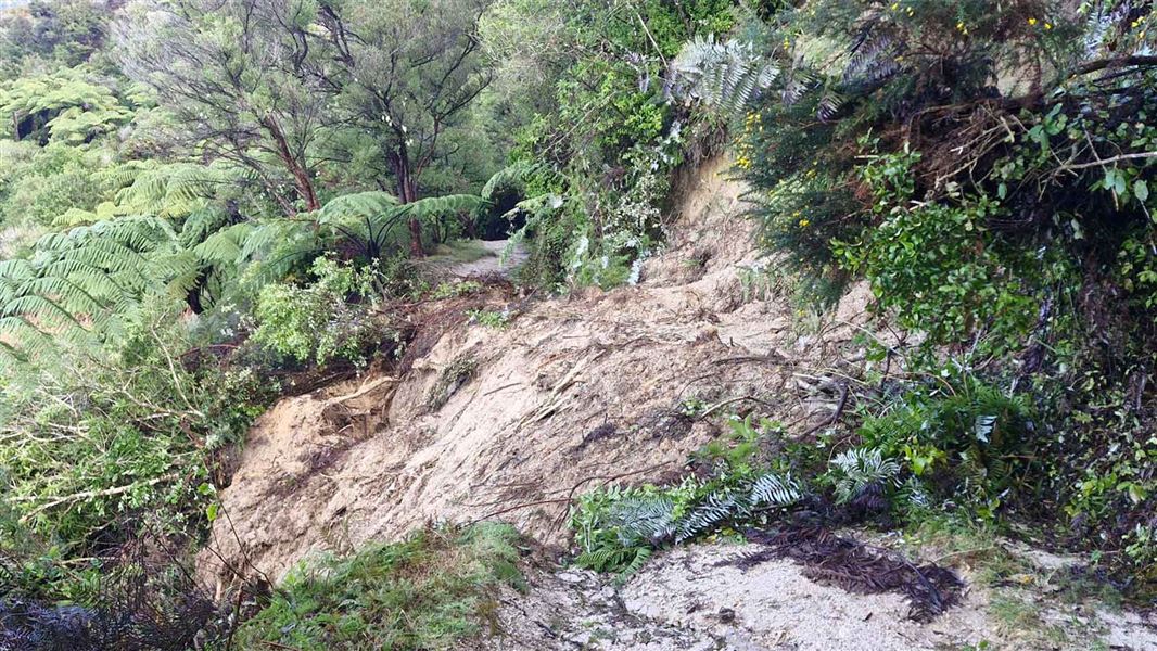 A slip on Abel Tasman Coastal Track between Marahau and Anchorage