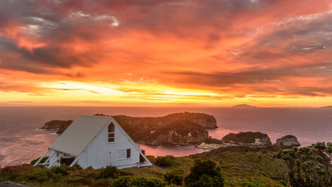 Mokohinau Islands at sunset.