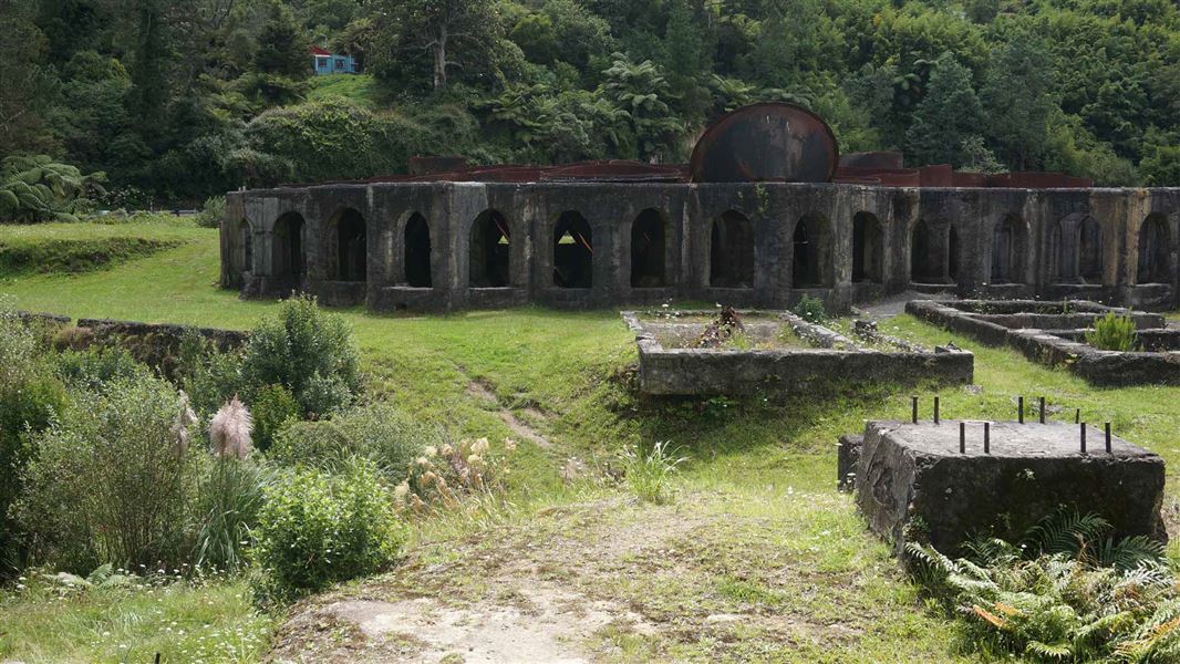 Concrete remains of old battery site. 