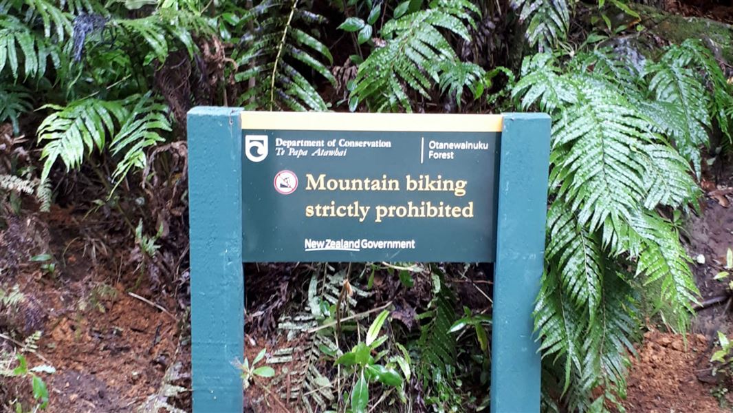 New signage at Ōtanewainuku Forest. 