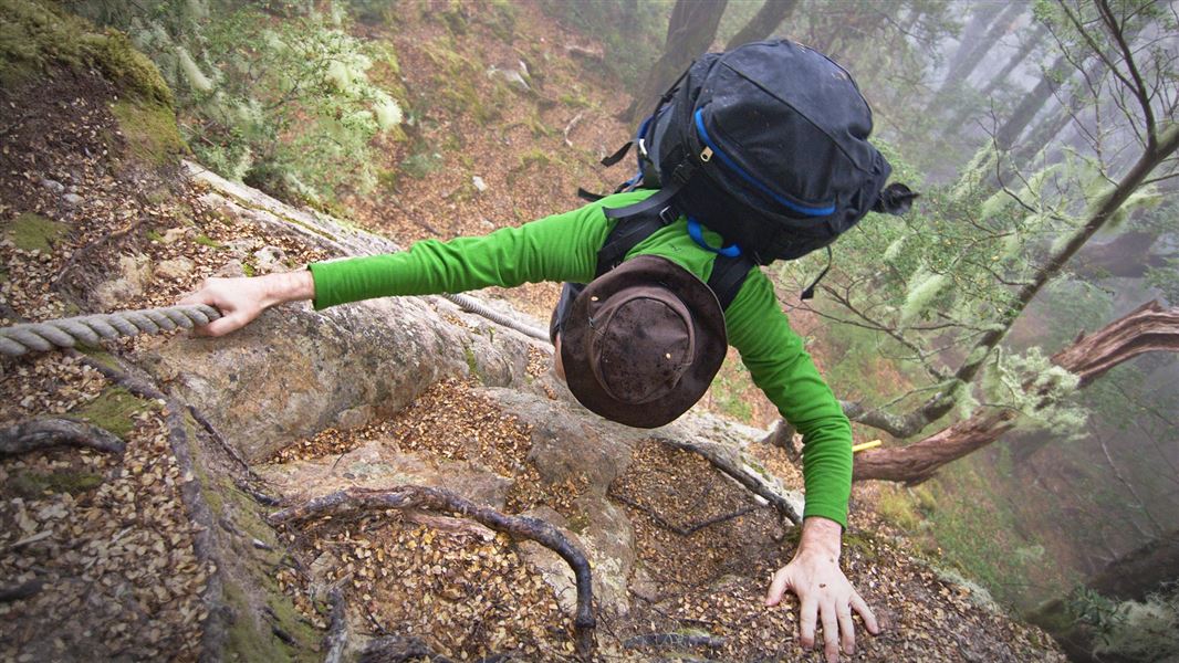 Climbing up track to Dasler Bivouac, Hopkins Valley