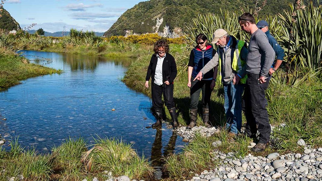 West Coast Tai Poutini conservation board members on Cobden Island. 