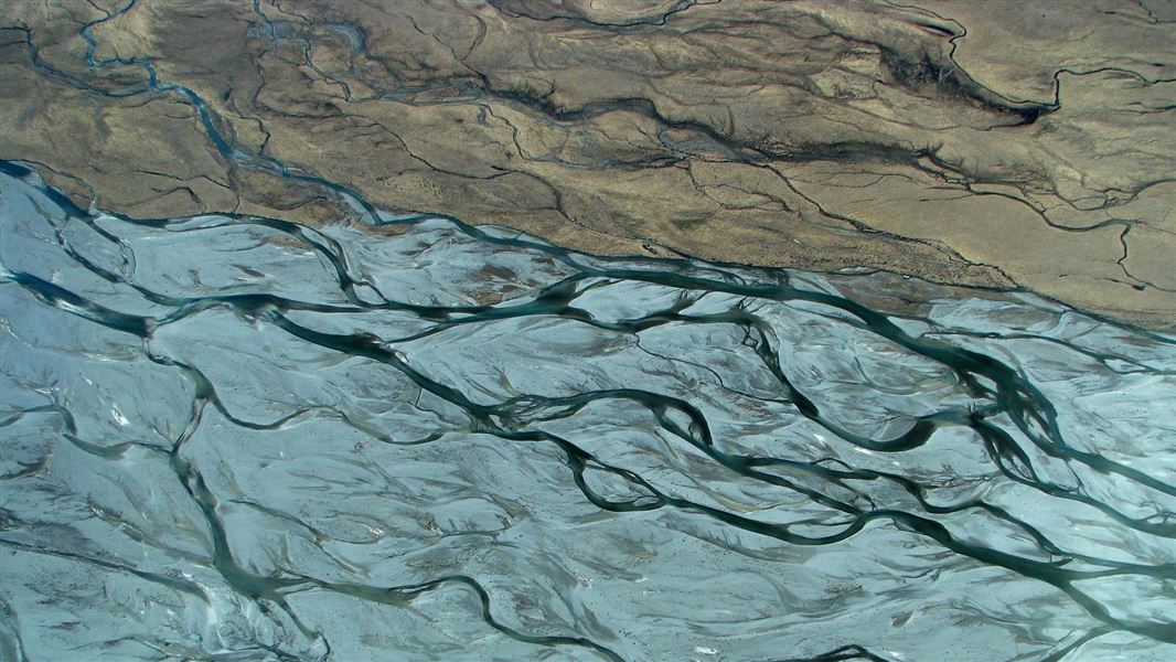 A view from up high of beautiful Godley River. 