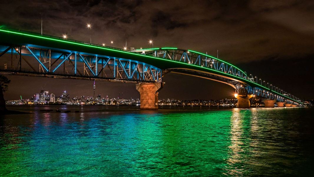 Auckland's Harbour Bridge celebrates Conservation Week in lights