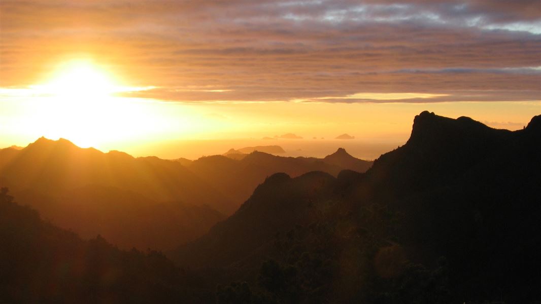 Views of the Coromandel Peninsula at sunrise. 