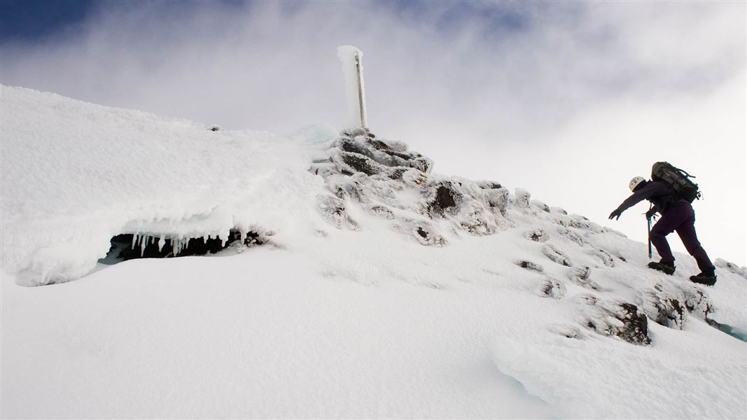 Winter conditions on Mount Taranaki. 