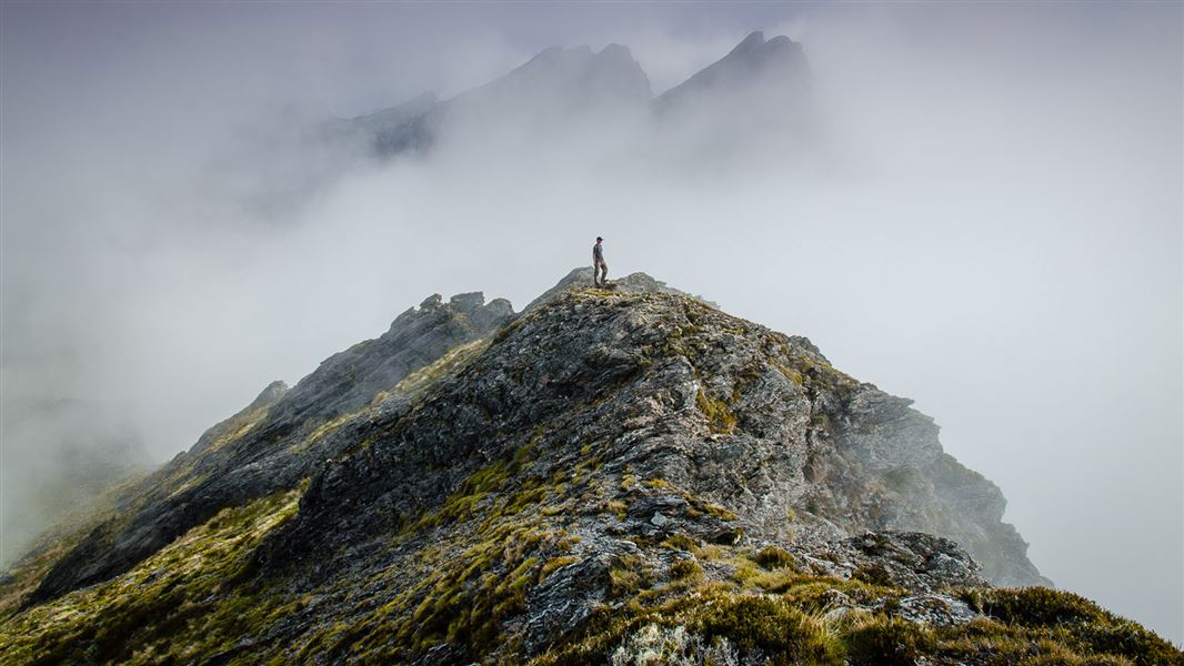 The summit of 1490 meter Trident Peak, Kahurangi National Park. 