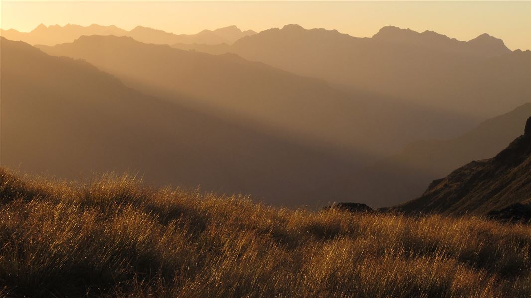 Eyre Mountains at dusk.