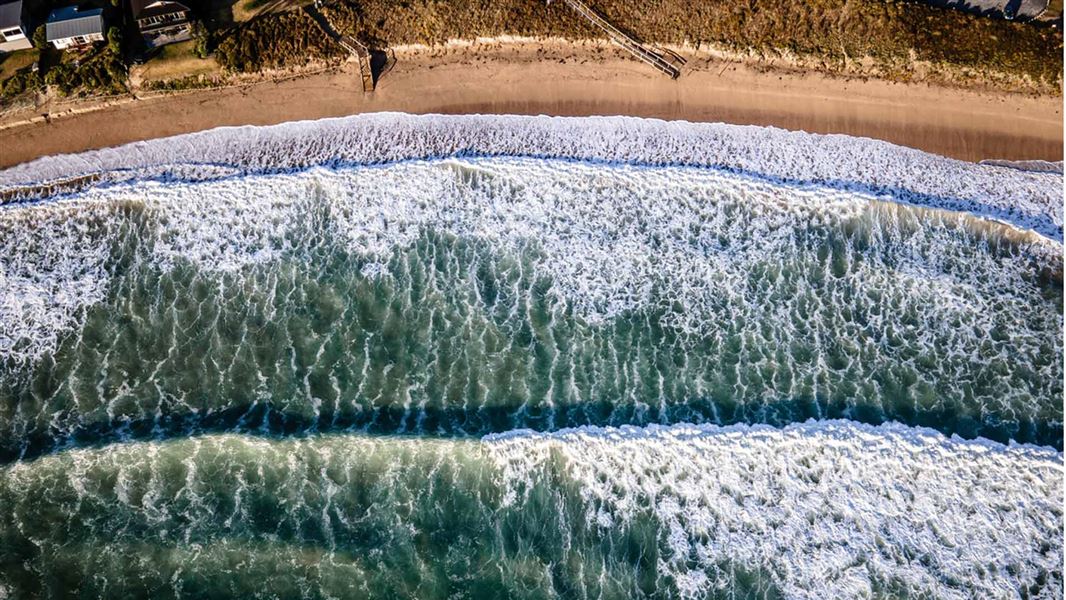 Storm surge on beach. 