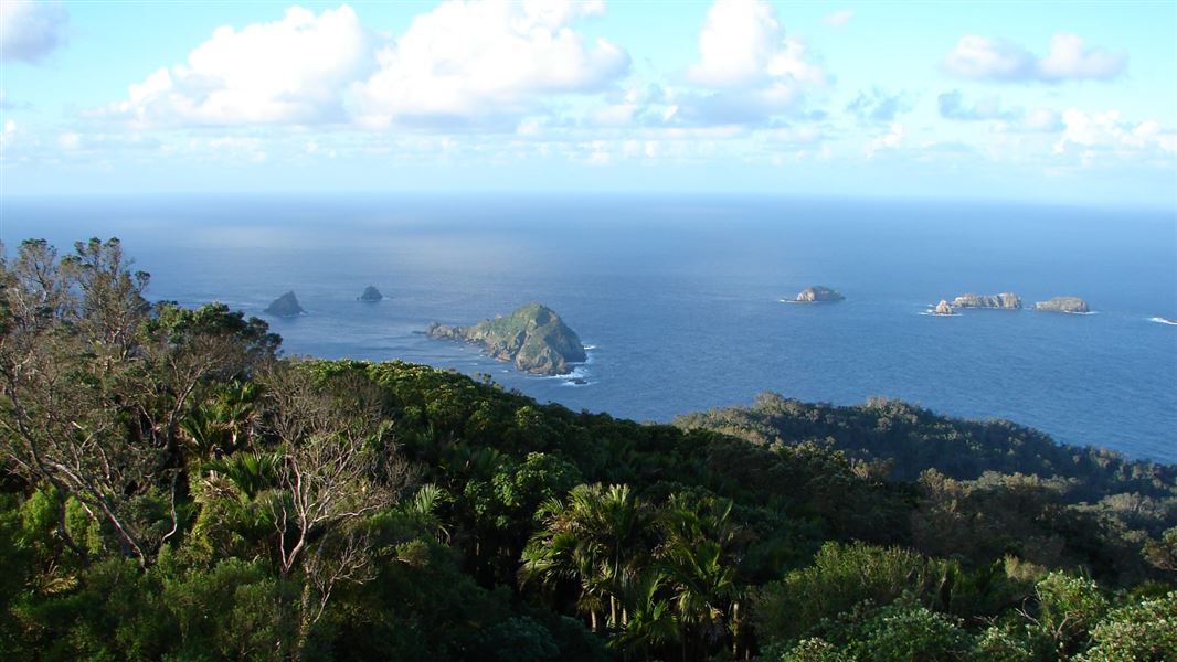 Napier, Nugent, Meyer, Dayrell and Chanter islands seen from Raoul Island