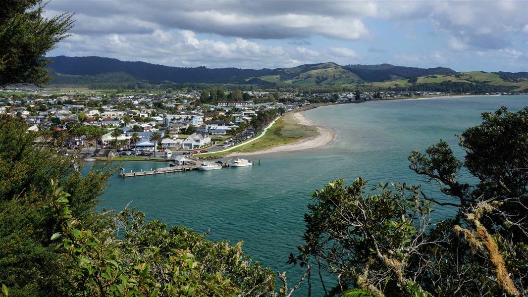 View from Whitianga Rock Scenic and Historic Reserve over Whitianga township.