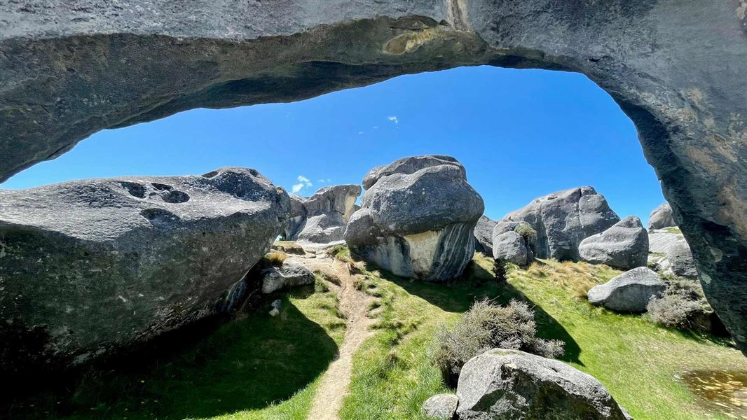 Limestone formations on the Kura Tawhiti Access Track.