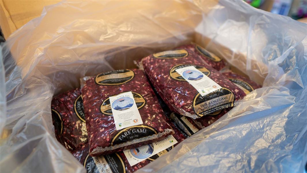 Wild venison meat packaged inside plastic packages.