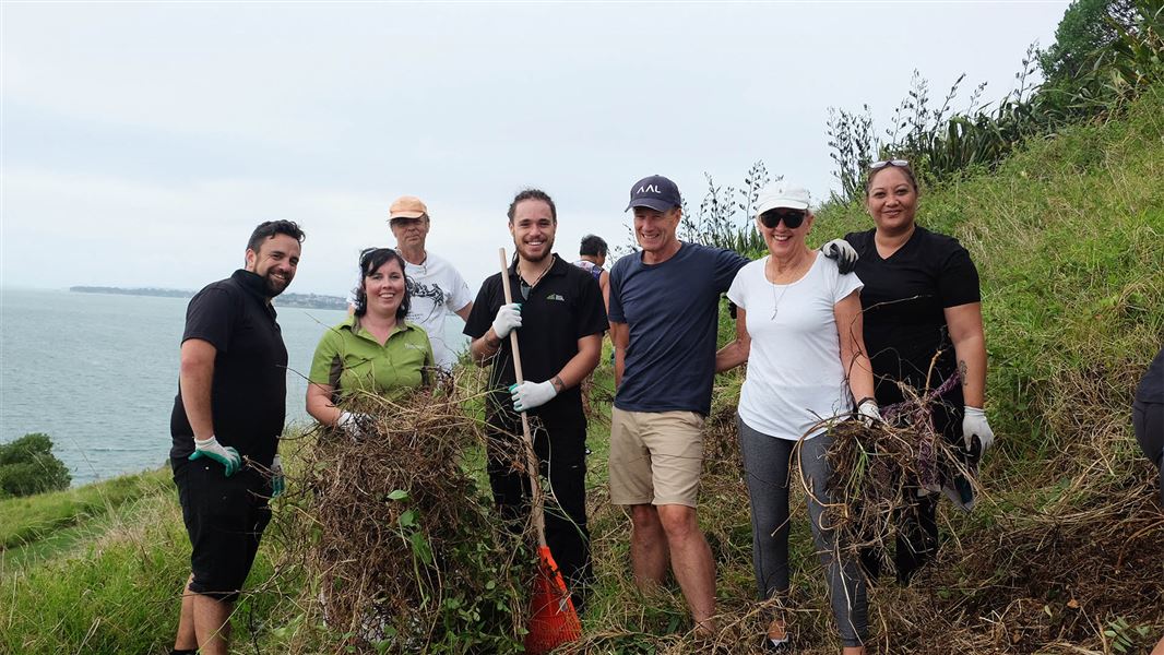 Group volunteers at the Maungauika weeding event.