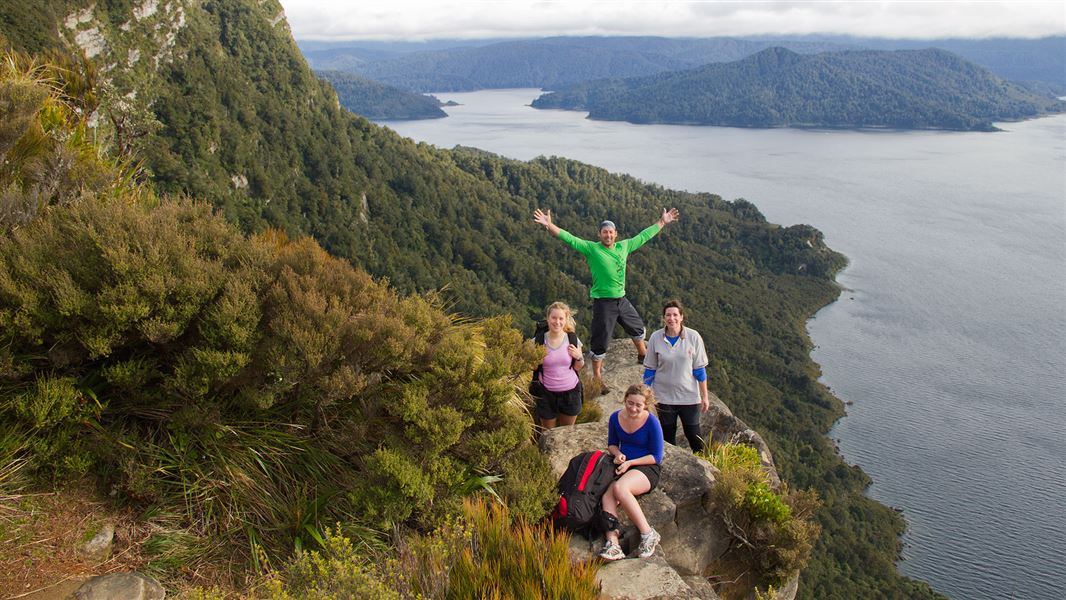 Walkers on the Lake Waikaremoana track. 